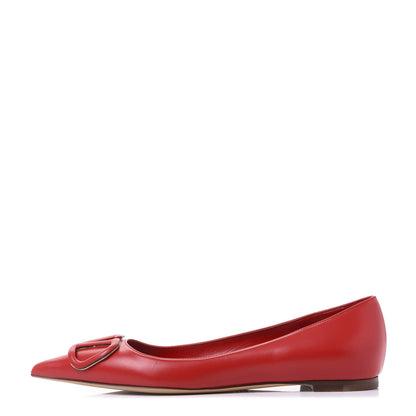 Valentino Garavani Nappa Vlogo Flats 37.5 Rouge Pur 1 of 8