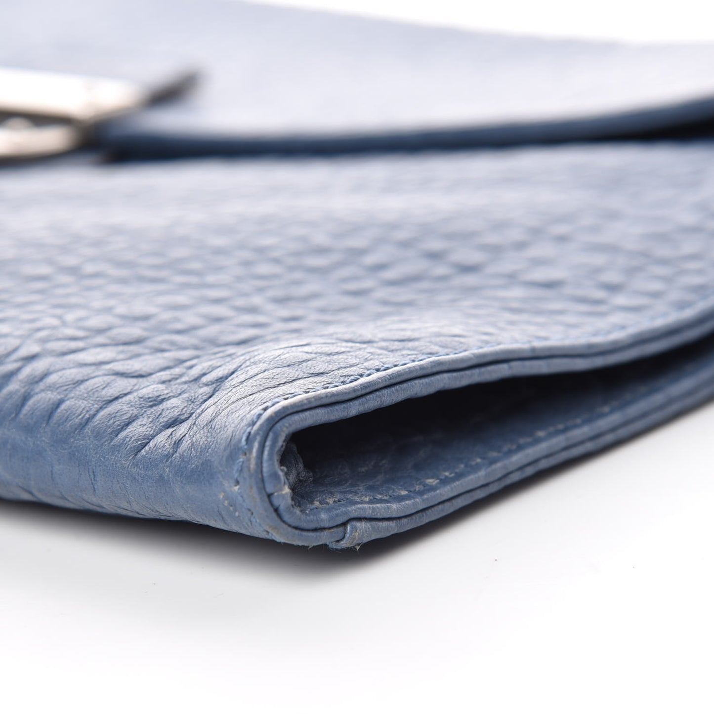 Grained Calfskin Flap Portfolio Blue