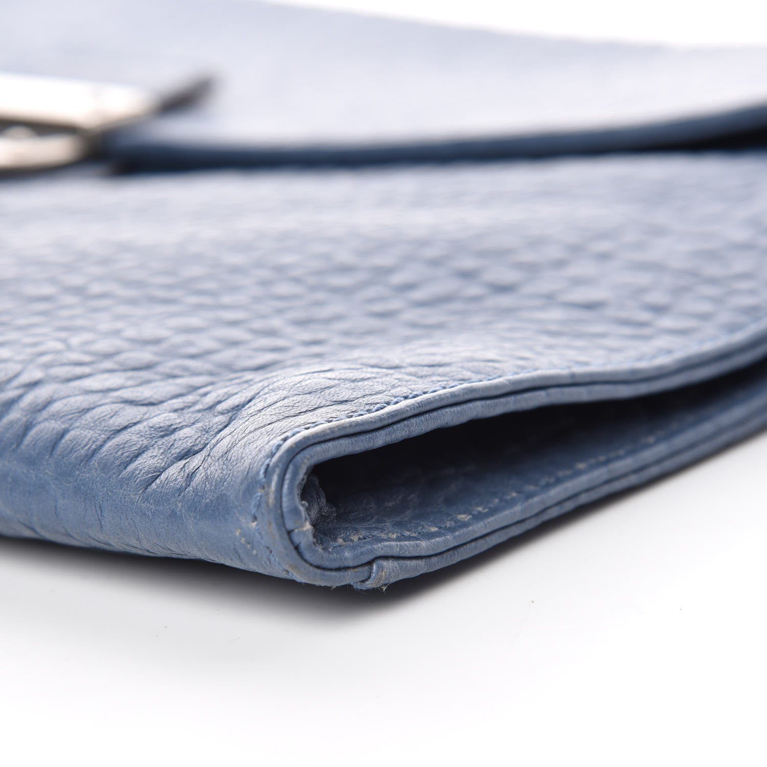 Gucci Grained Calfskin Flap Portfolio Blue 9 of 9