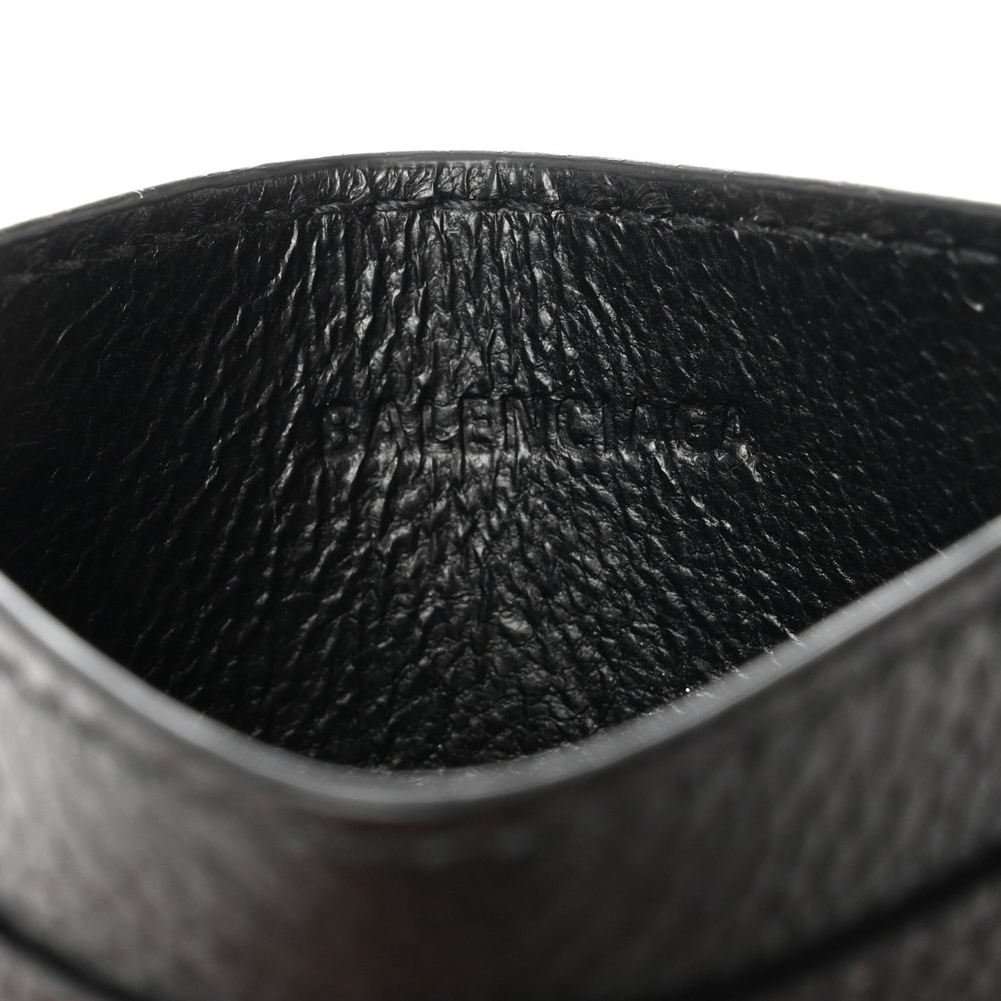 Grained Calfskin Logo Cash Card Holder Black White