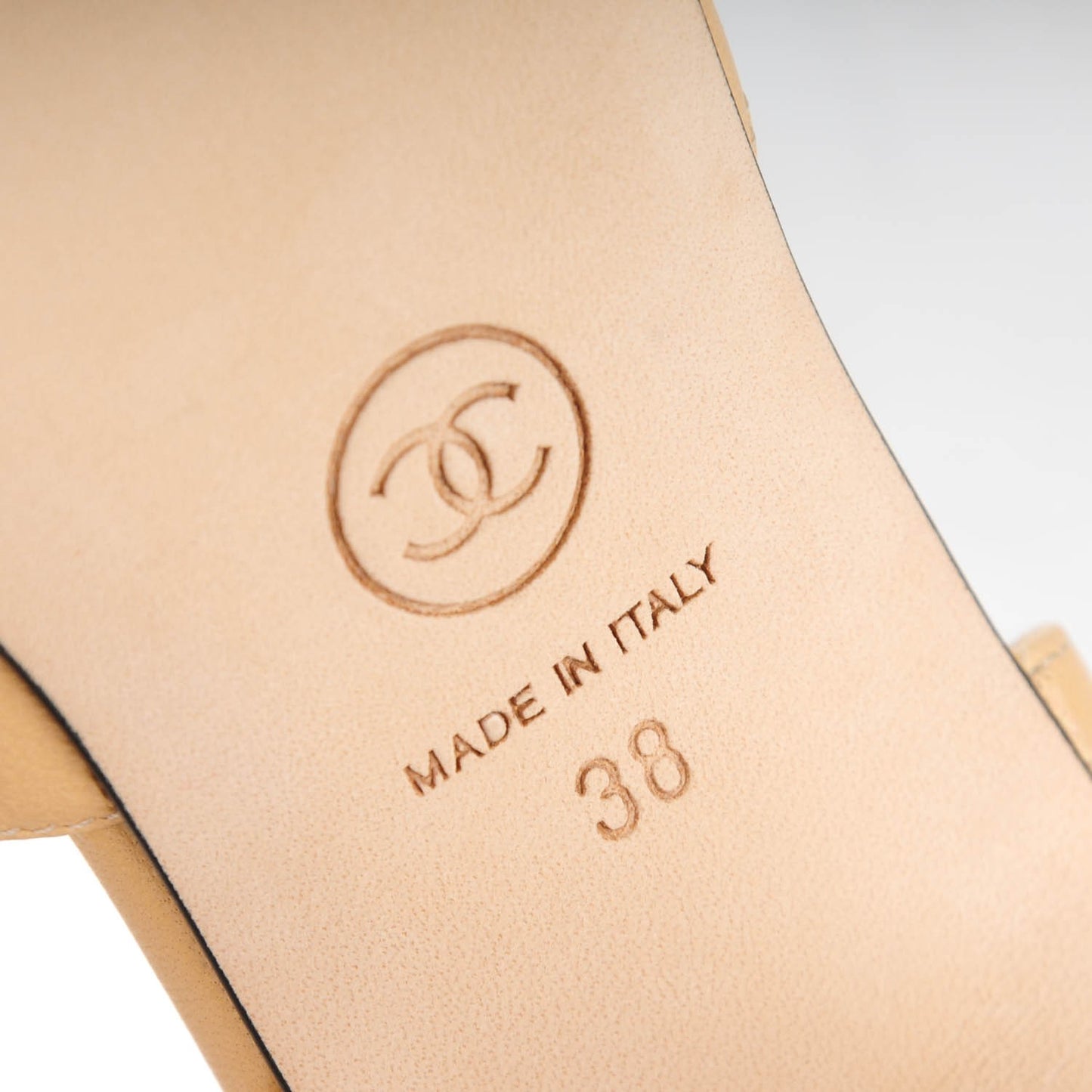 Goatskin Grosgrain Cap Toe CC Slingback Sandals 38 Beige Black