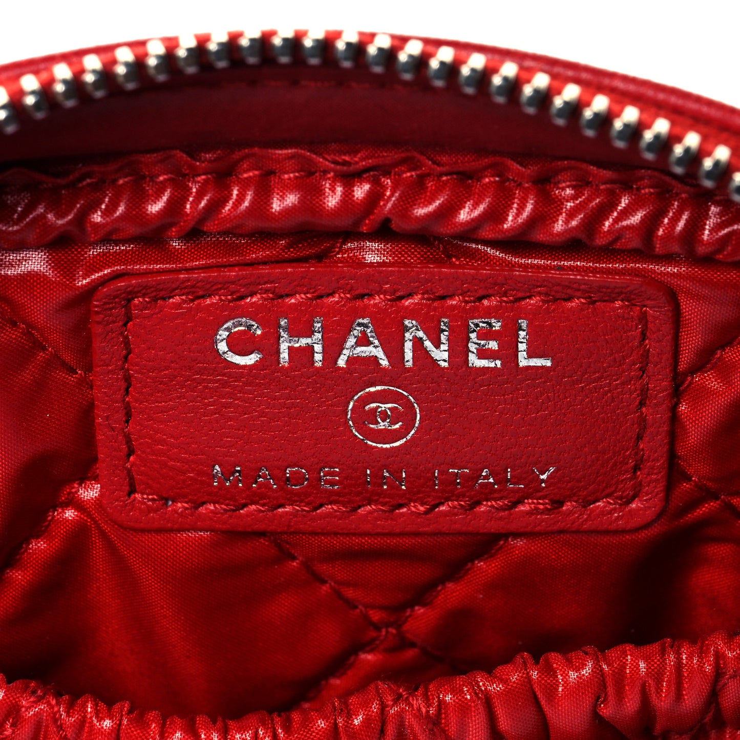 Lambskin Quilted Small Curvy Pouch Cosmetic Case Red