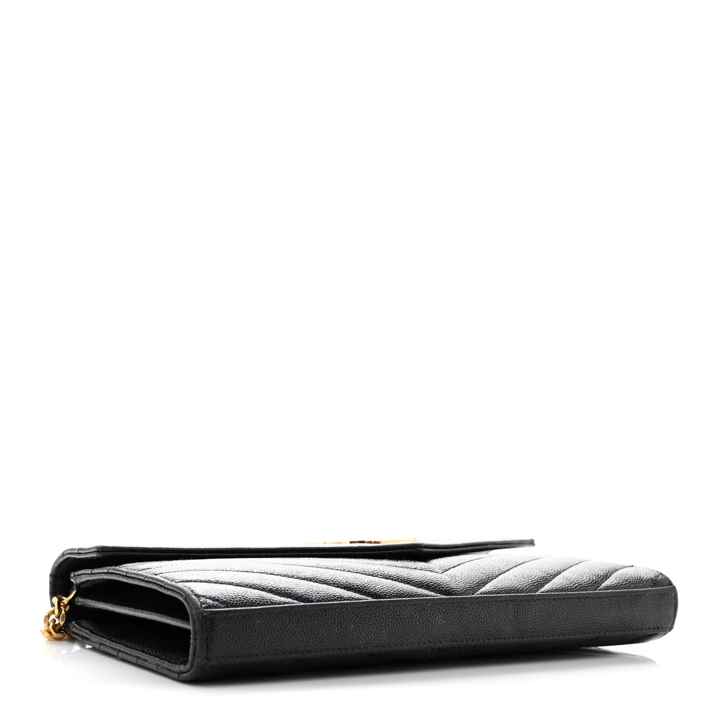 Grain De Poudre Matelasse Chevron Monogram Chain Wallet Black