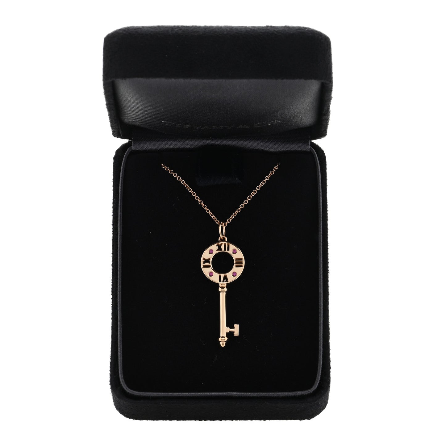 18K Rose Gold Ruby Atlas Pierced Key Pendant Necklace