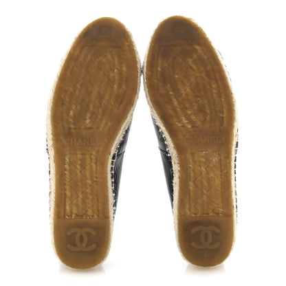 Chanel Lambskin Camellia CC Stud Espadrilles 39 Black 6 of 10