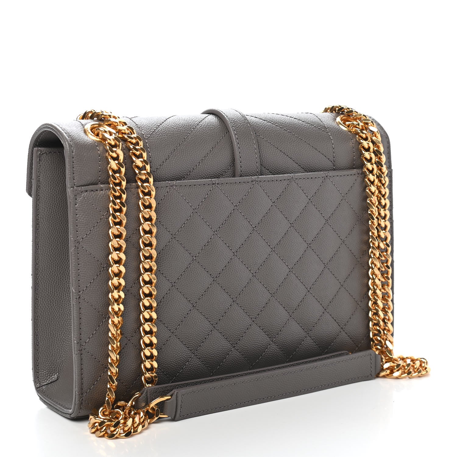 Saint Laurent Grain De Poudre Textured Mixed Matelasse Medium Triquilt Monogram Satchel Fog 2 of 7