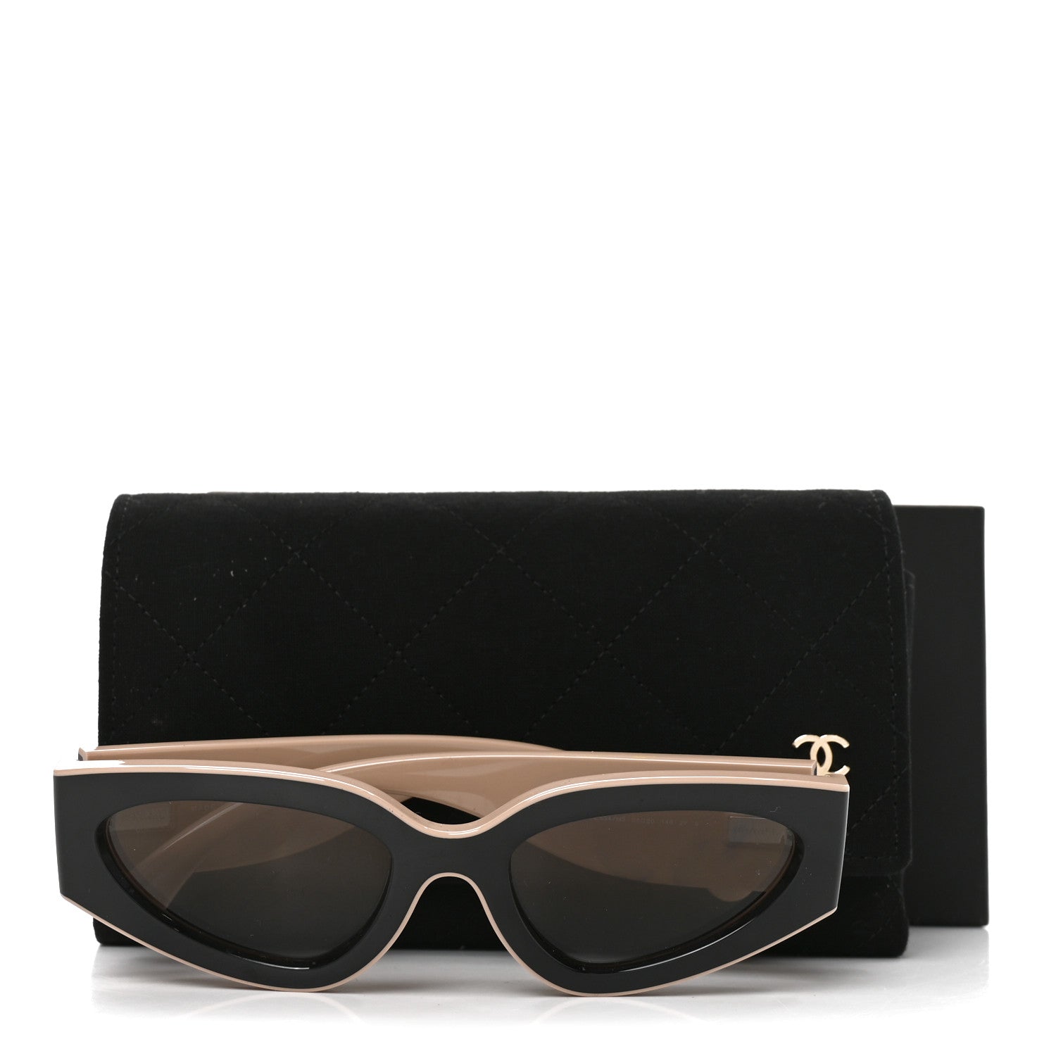 Chanel Acetate Cat Eye Sunglasses 6056 Black Beige 7 of 7