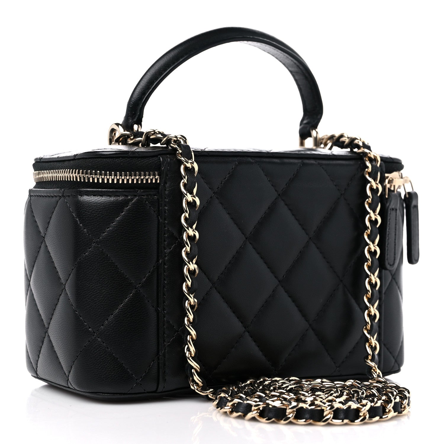 Chanel Lambskin Quilted Small Top Handle Vanity Case With Chain Black 3 of 9