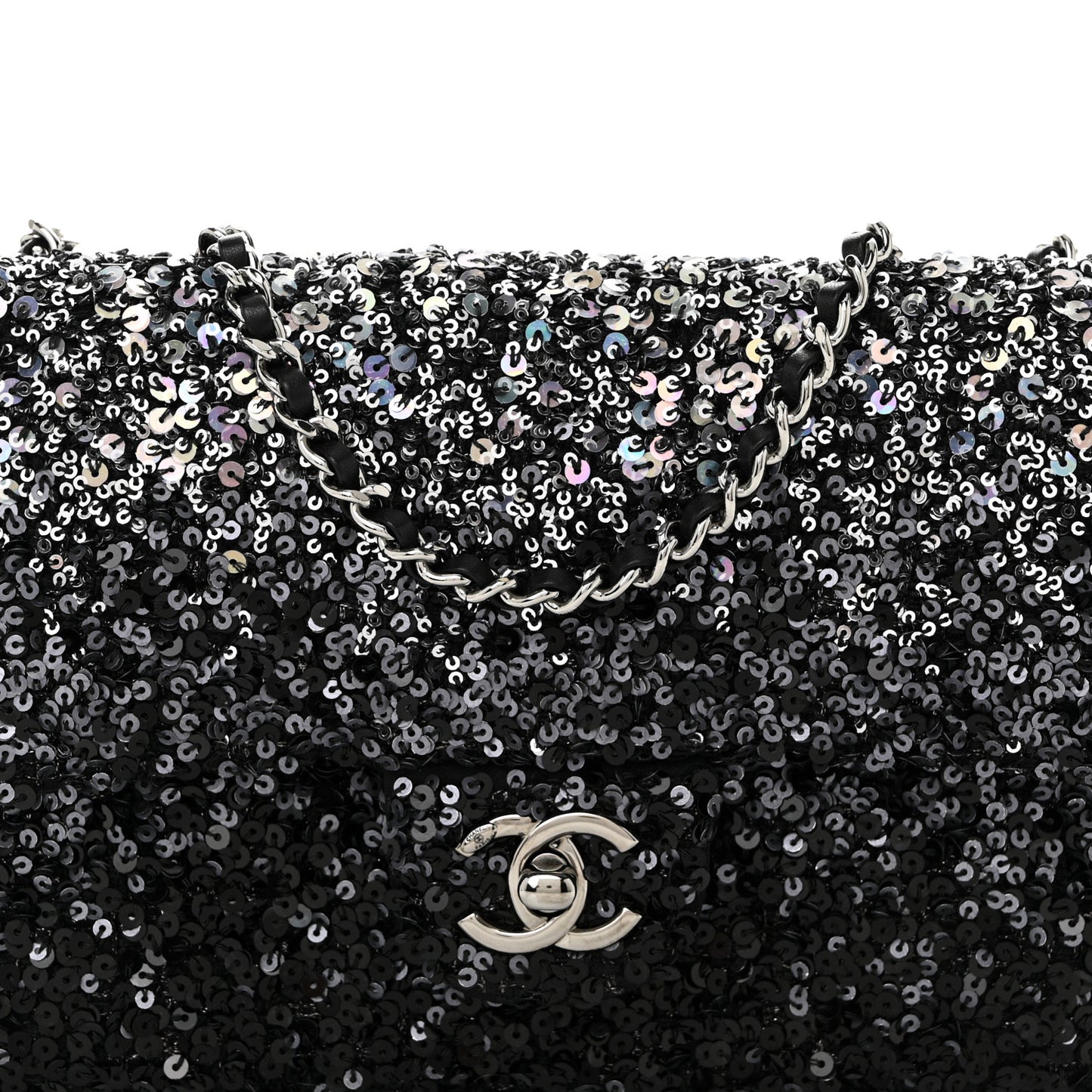Shaded Sequins Mini Flap Black
