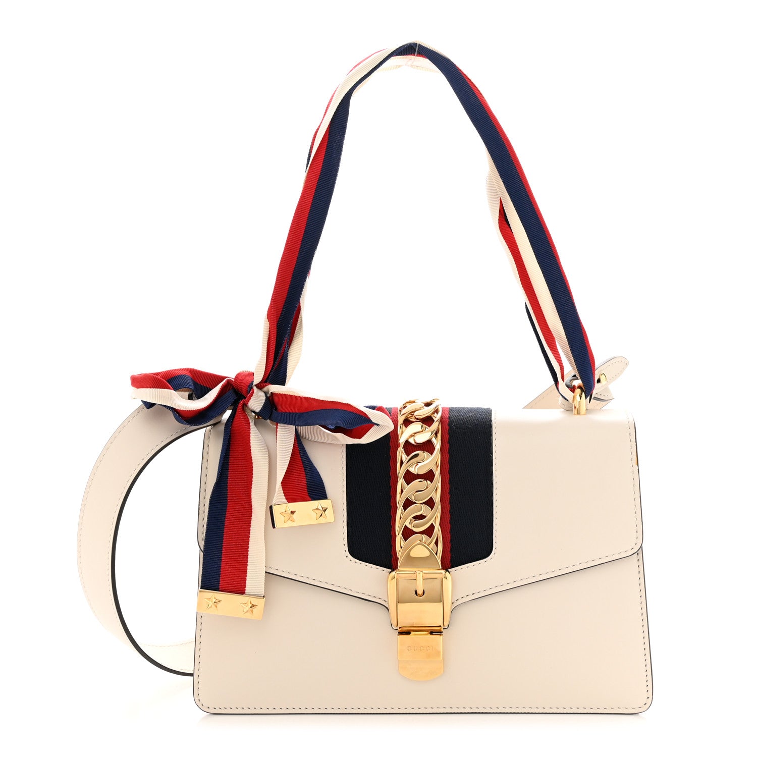 Gucci Calfskin Small Sylvie Shoulder Bag Off White 1 of 14