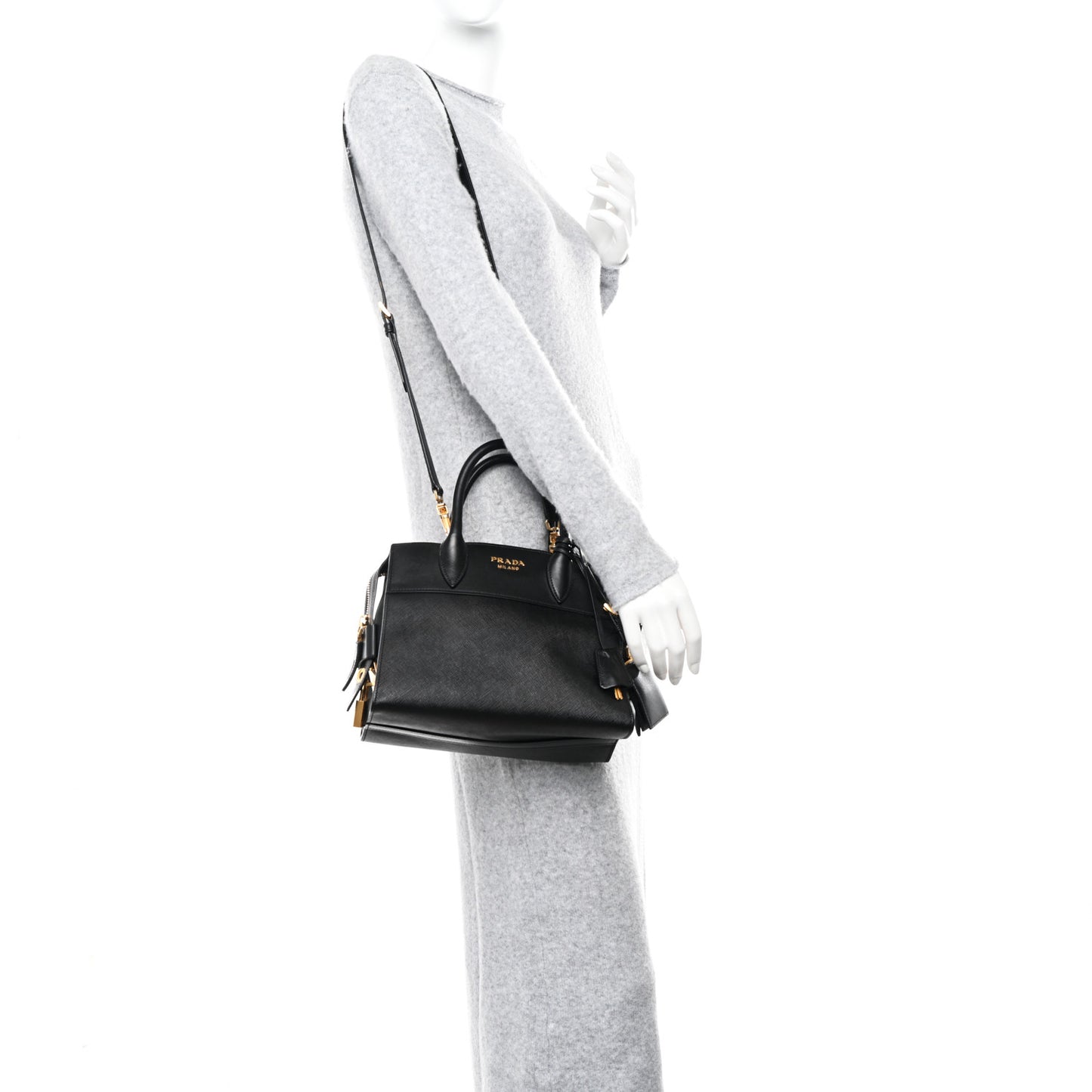 Saffiano City Calfskin Small Esplanade Tote Black