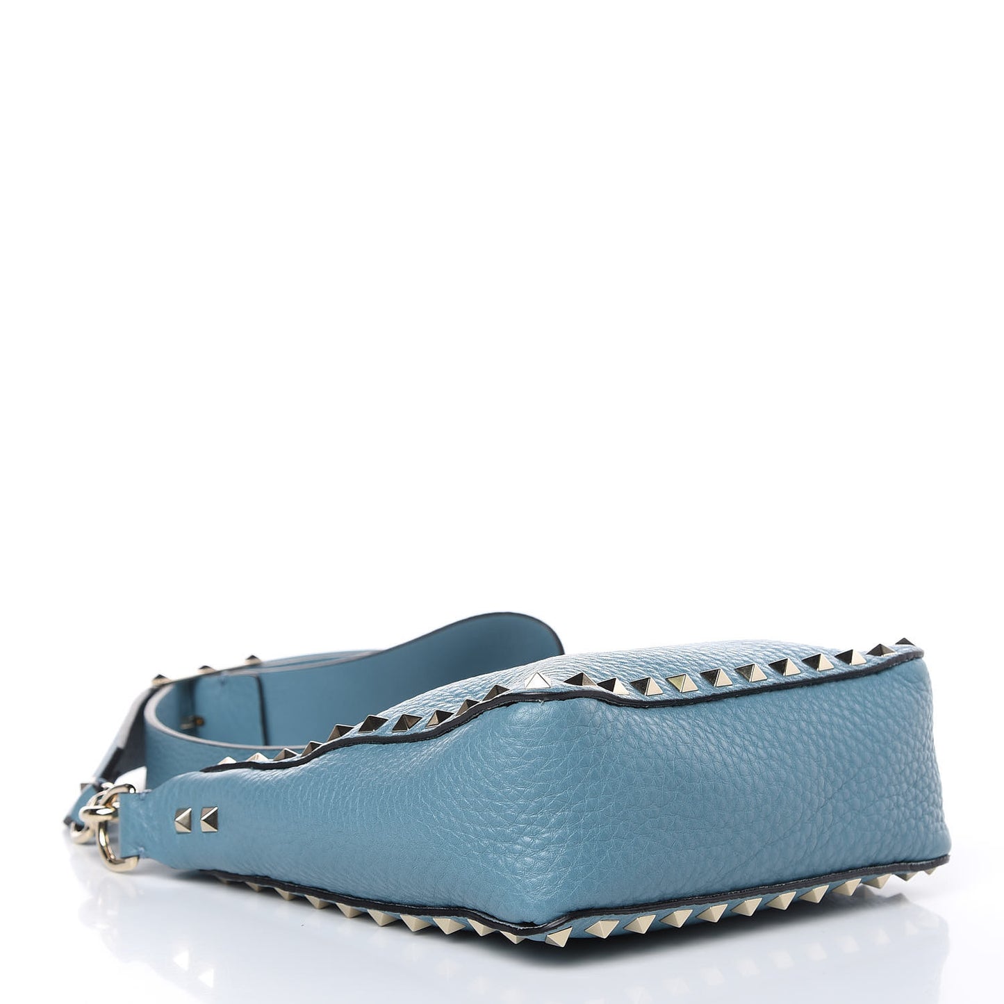 Pebbled Calfskin Mini Rockstud Flip-Lock Messenger Bag Atlantique