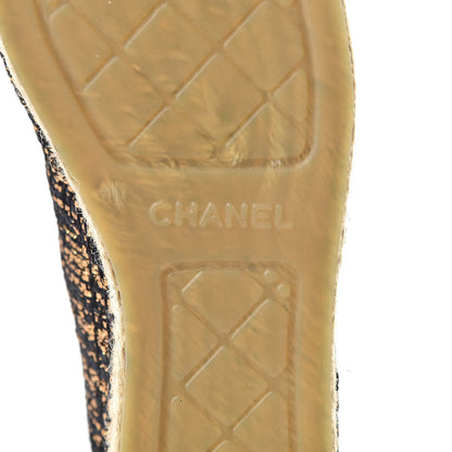 Chanel Metallic Tweed Grosgrain CC Espadrilles 40 Black Gold 7 of 12