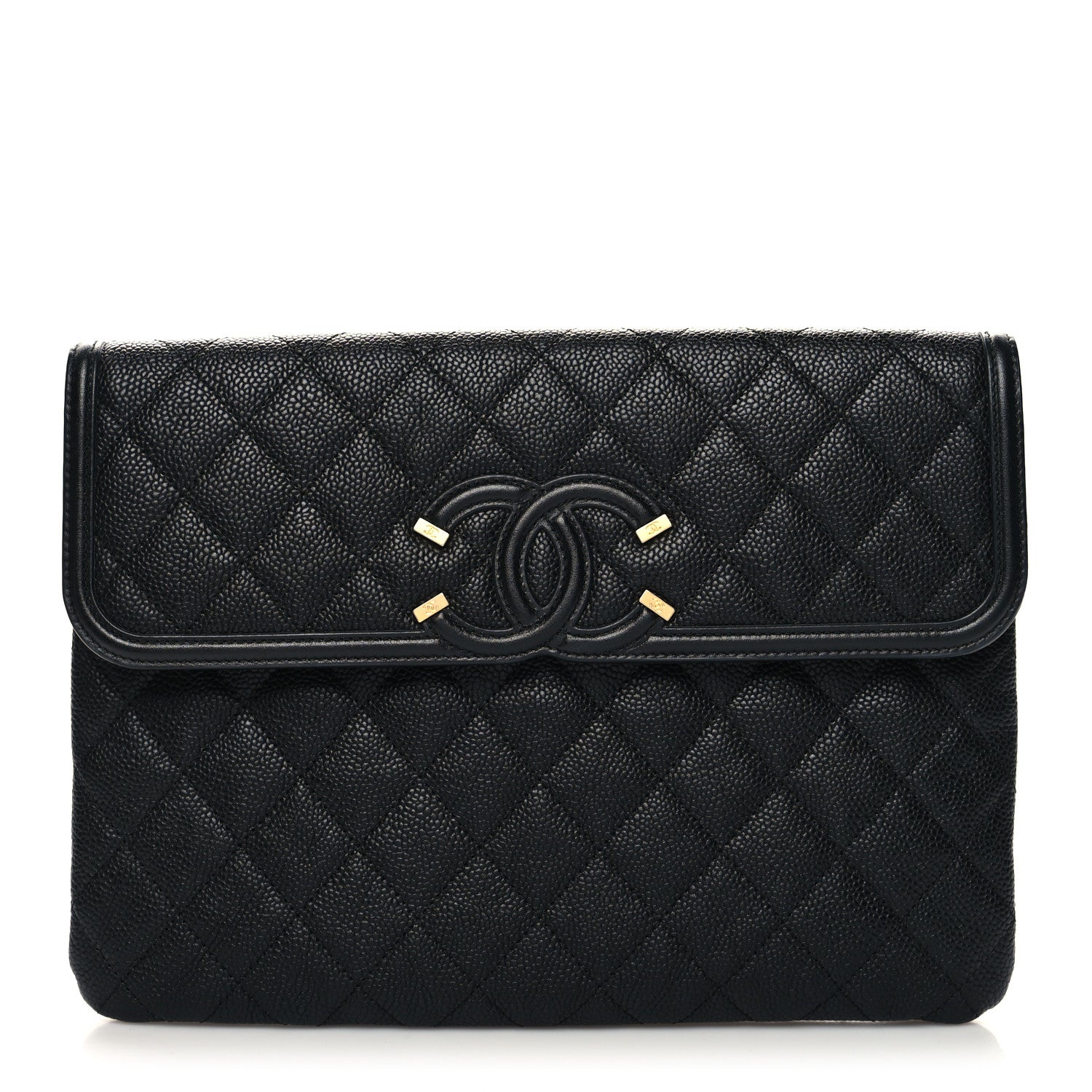 Chanel Caviar Quilted Filigree Flap Pouch Black 1 of 11