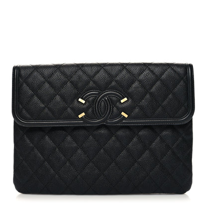 Chanel Caviar Quilted Filigree Flap Pouch Black 1 of 11