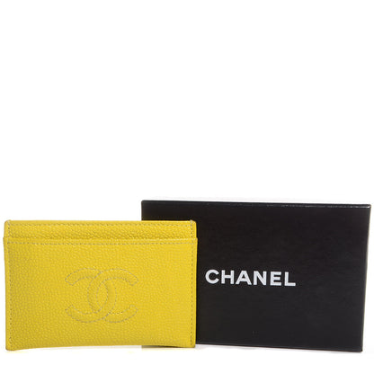 Chanel Caviar Timeless CC Card Holder Yellow 4 of 8