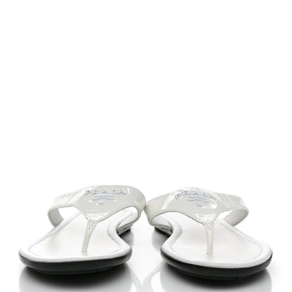 Prada Patent Calfskin Logo Thong Sandals 36.5 White 2 of 8