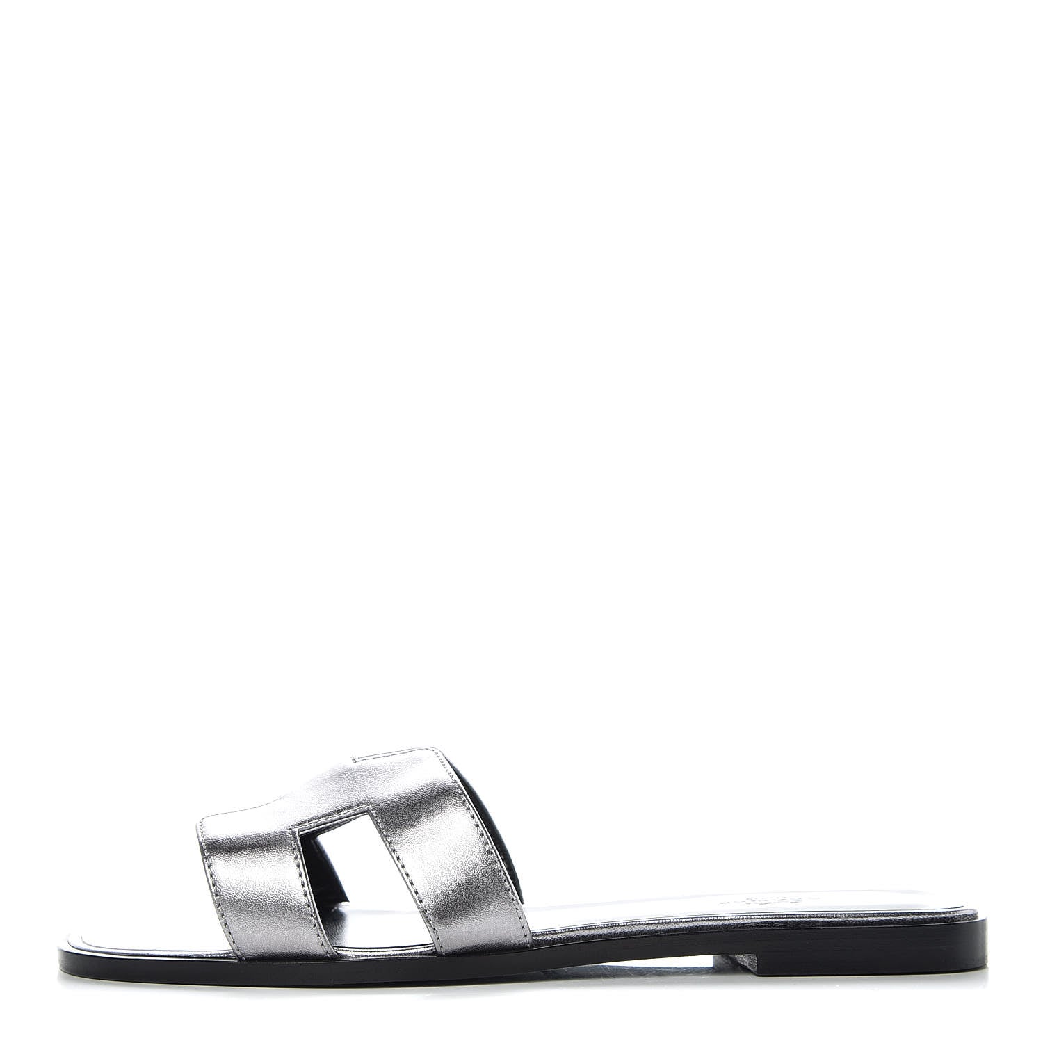 Hermes Metallic Nappa Calfskin Oran Sandals 39 Argent 1 of 9