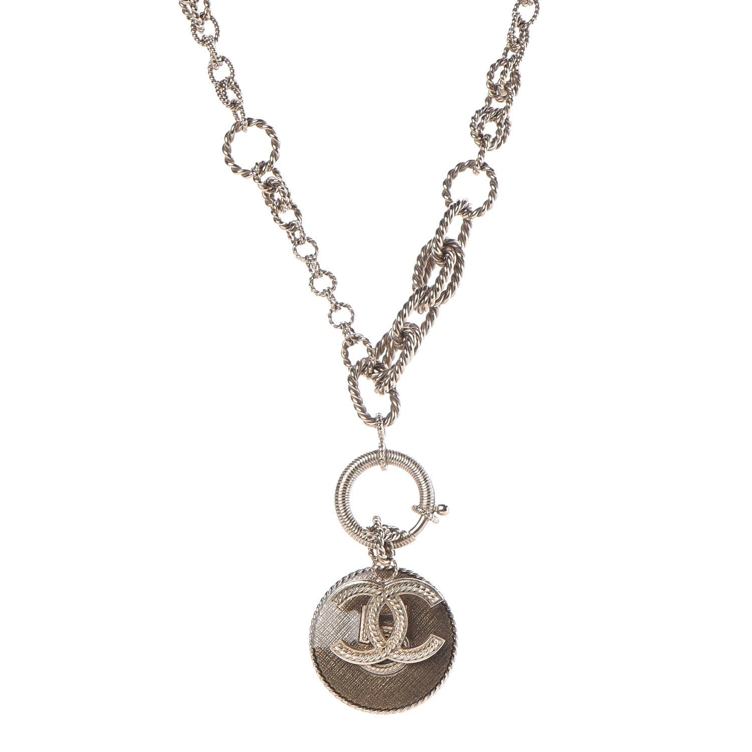Chanel Twisted Chain CC Pendant Necklace Gold 1 of 6