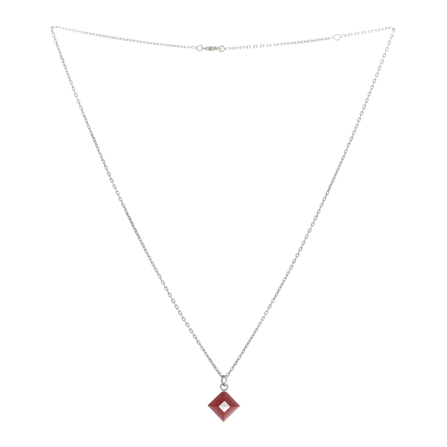 Palladium Plated Medor Folk Pendant Necklace Rouge