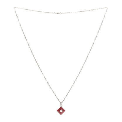 Hermes Palladium Plated Medor Folk Pendant Necklace Rouge 3 of 7