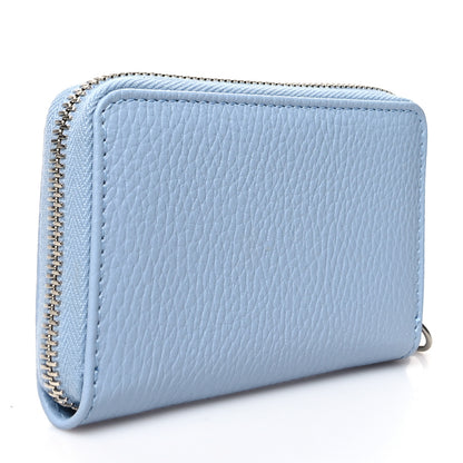 Gucci Dollar Calfskin Enamel Monochrome GG Marmont Zip Around Card Holder Porcelain Light Blue 3 of 10