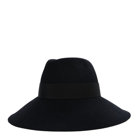 Felt Leather Monogram Fedora XL Hat Black