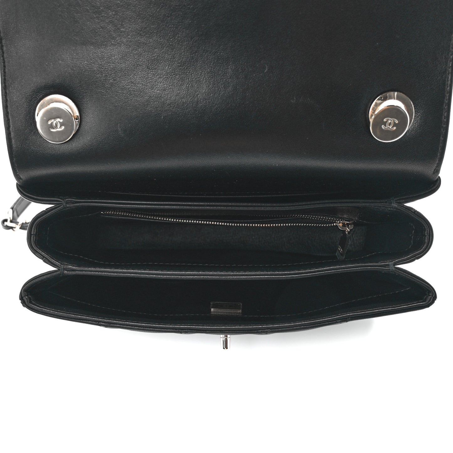 Lambskin Quilted Small Trendy CC Chain Dual Handle Flap Bag Black