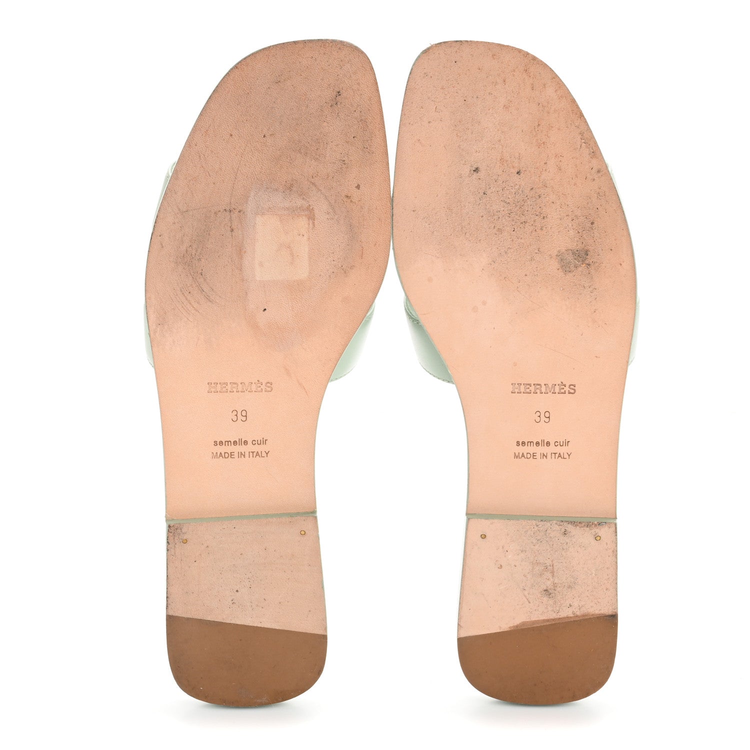 Hermes Calfskin Oran Sandals 39 Vert D'eau 6 of 9