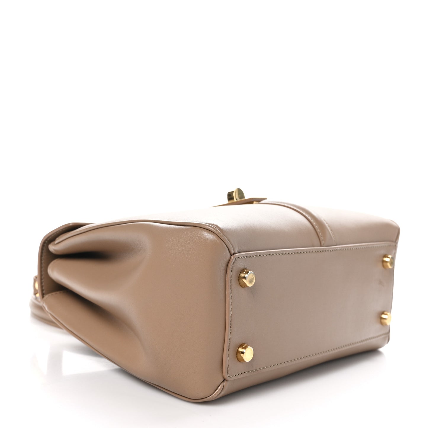 Satinated Calfskin Small 16 Top Handle Bag Beige
