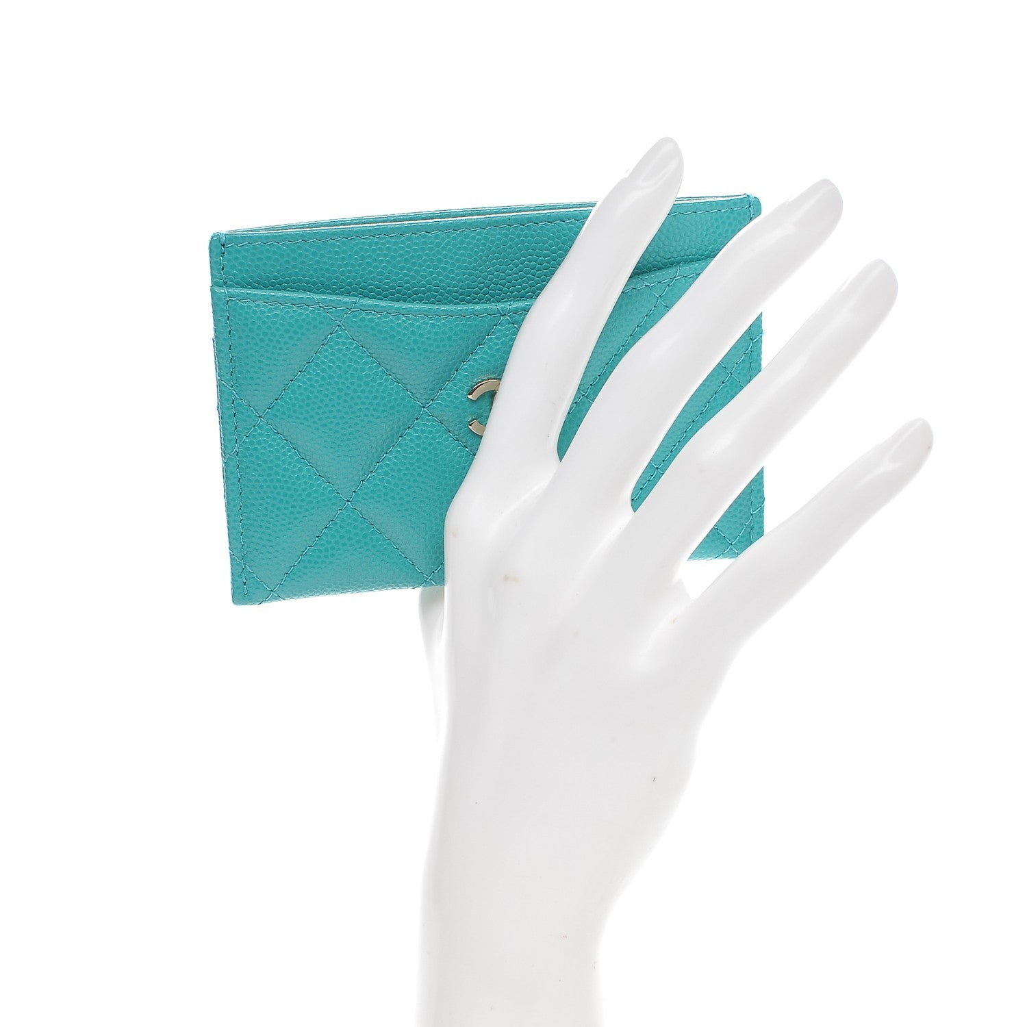Chanel Caviar Quilted Card Holder Turquoise 2 of 7