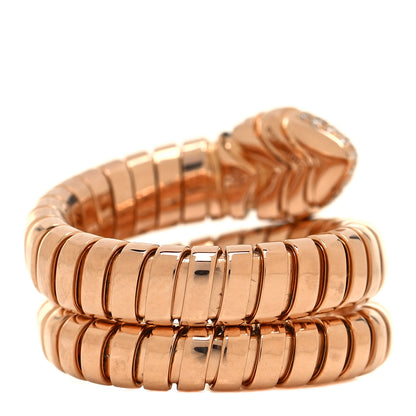 Bulgari 18K Rose Gold Diamond Serpenti Tubogas Band Ring 53 6.5 3 of 5