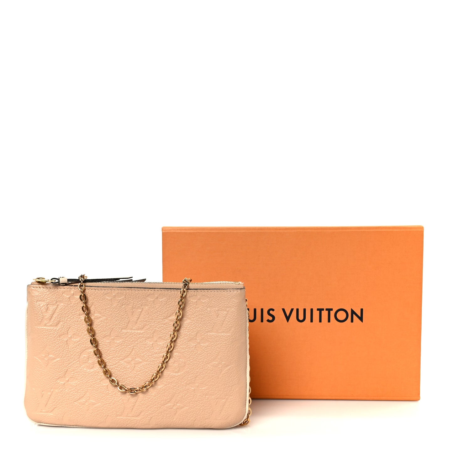 Empreinte Double Zip Pochette Beige Rose Creme