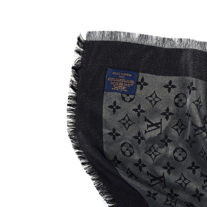 Louis Vuitton Silk Lurex Wool Monogram Shine Shawl Black 3 of 3
