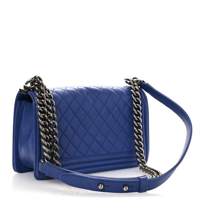 Chanel Calfskin Quilted Medium Boy Flap Blue 3 of 16
