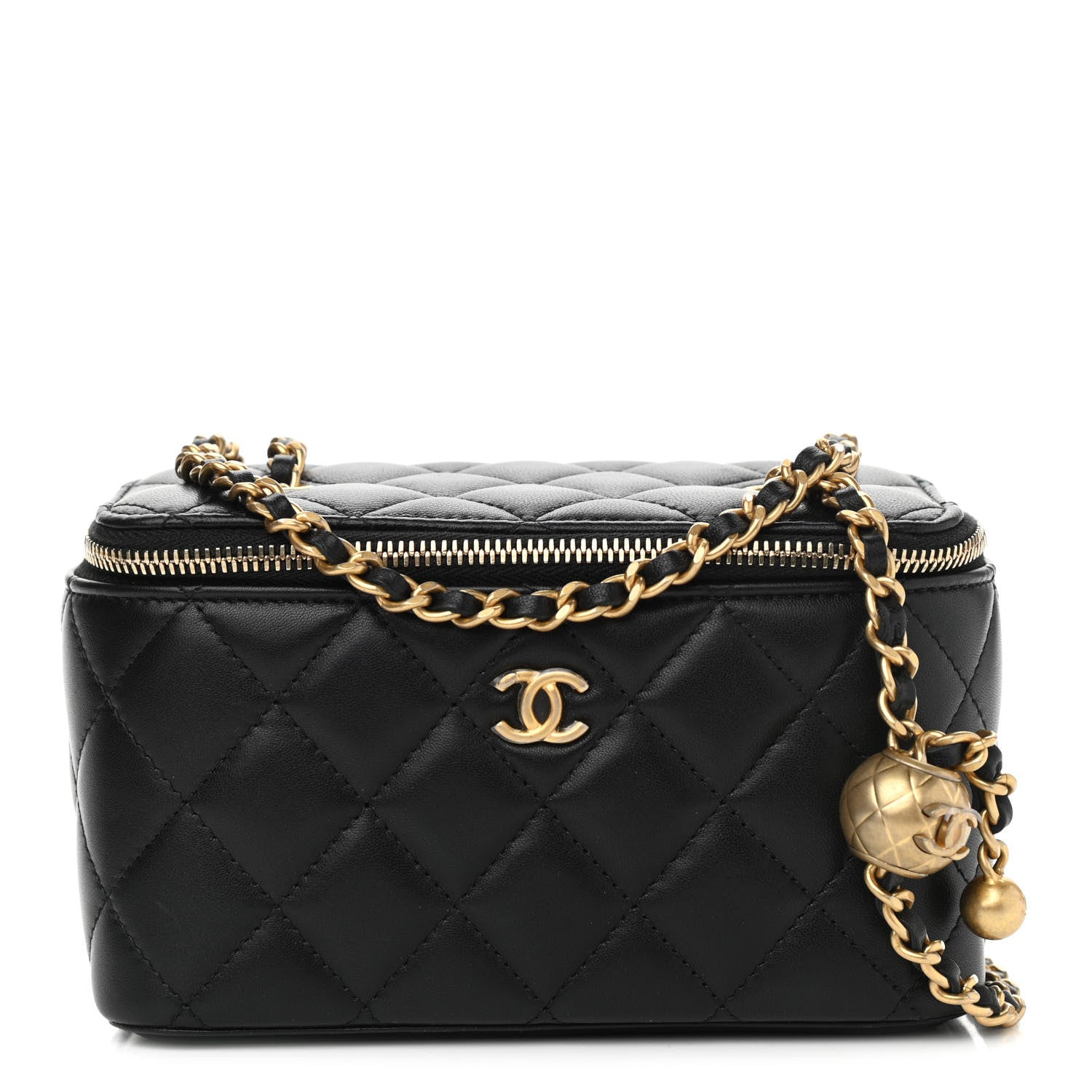 Chanel Lambskin Quilted Small Pearl Crush Vanity Case With Chain Black 1 of 11