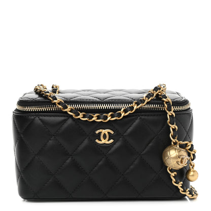 Chanel Lambskin Quilted Small Pearl Crush Vanity Case With Chain Black 1 of 11