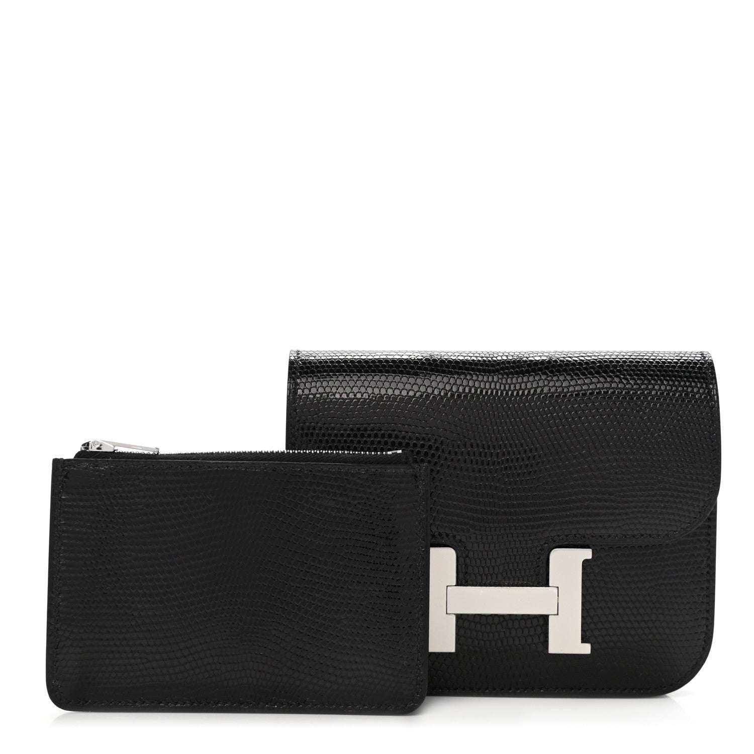 Hermes Lizard Constance Slim Wallet Black 1 of 8