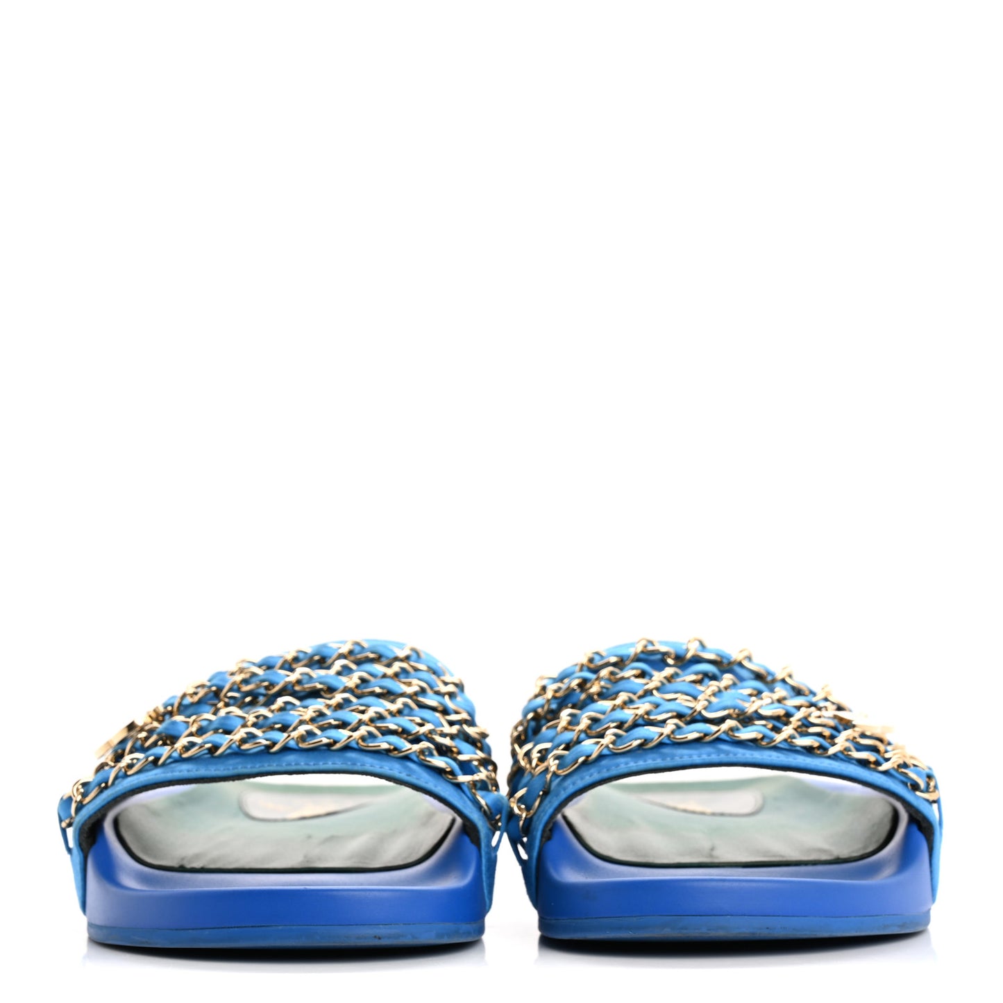 Canvas Chain Flat Sandals 37 Bright Blue