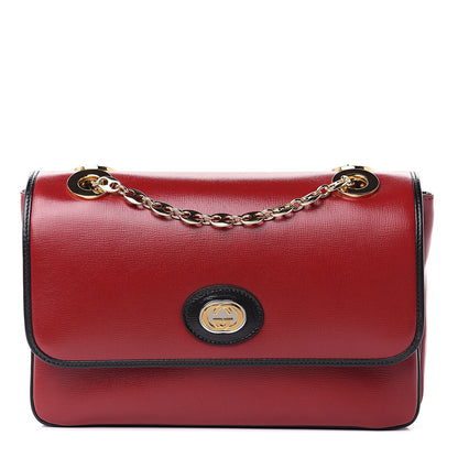 Gucci Azalea Calfskin Bi-Color Small Marina Chain Shoulder Bag New Cherry Red Black 1 of 9