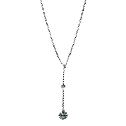 David Yurman Sterling Silver Diamond Blue Topaz Lariat Drop Necklace 1 of 5