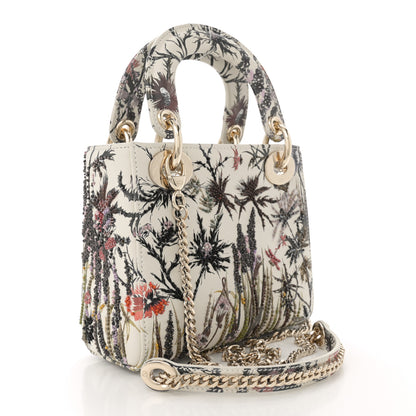 Christian Dior Calfskin Beaded Embroidered Jardin Naturel Mini Lady Dior White Multicolor 3 of 10