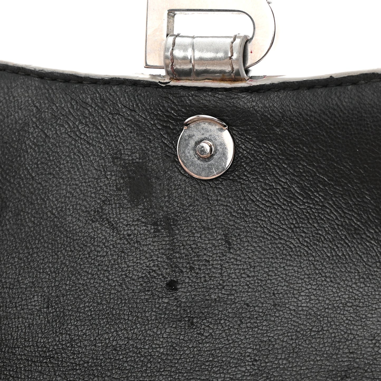Metallic Calfskin Crocodile Embossed Hourglass Top Handle Bag XS Silver