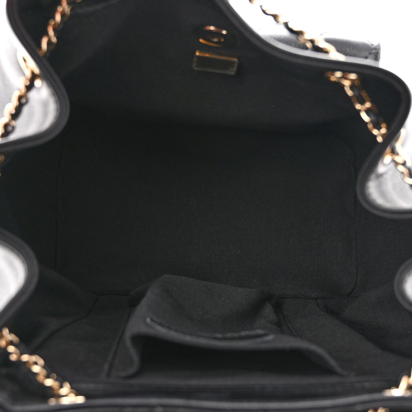Lambskin Quilted Large Duma Drawstring Backpack Black