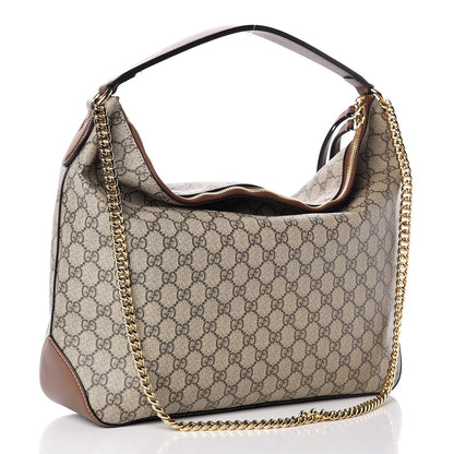 Gucci GG Supreme Monogram Large Linea A Hobo Light Brown 3 of 9