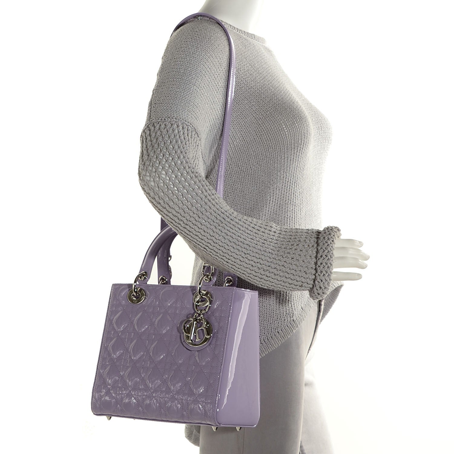 Christian Dior Patent Cannage Lady Dior Medium Lilac 2 of 9