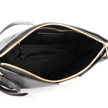 Burberry Signature Grain Calfskin Check Embossed Small Chichester Crossbody Clutch Bag Black 5 of 8