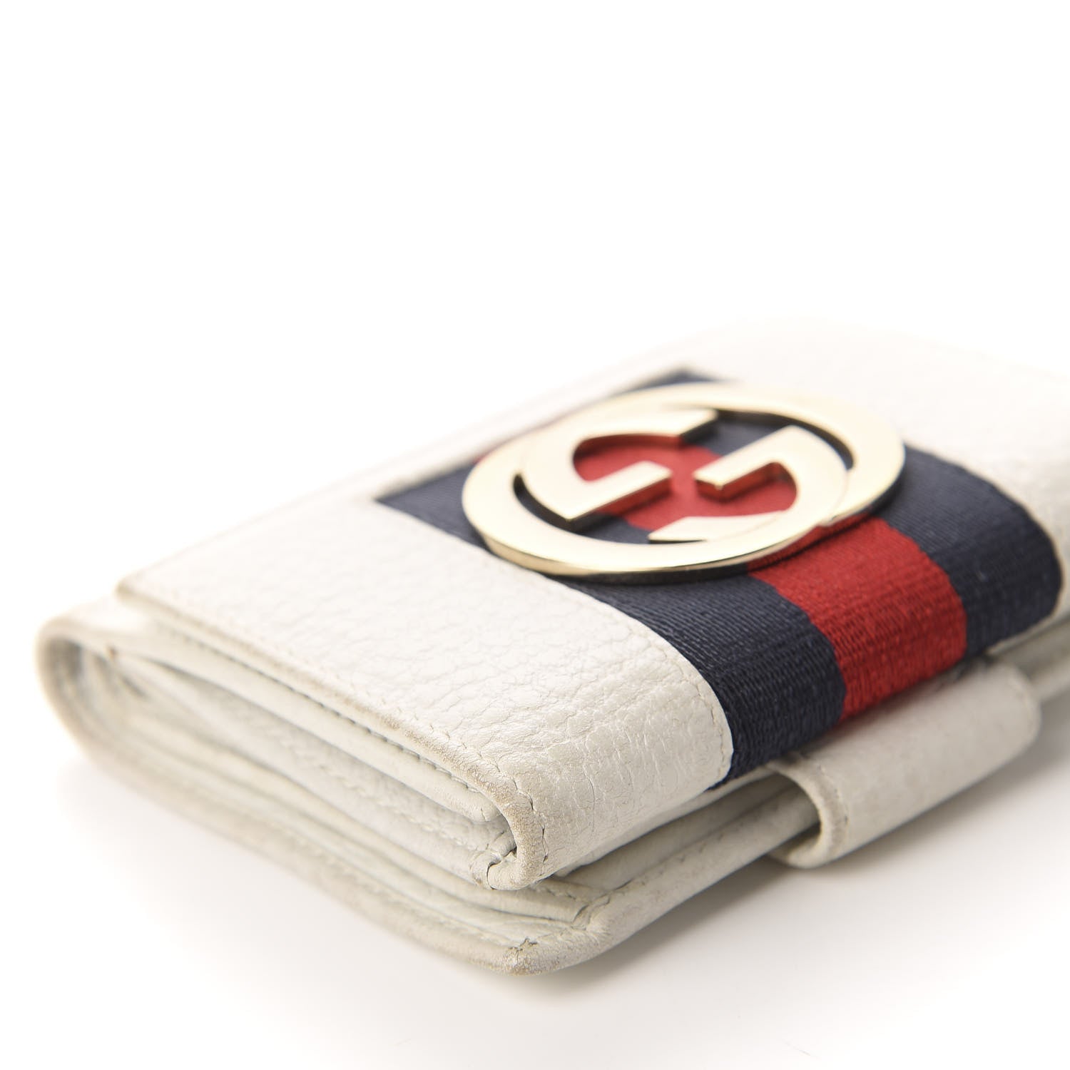 Gucci Goatskin Web French Flap Wallet White 8 of 13