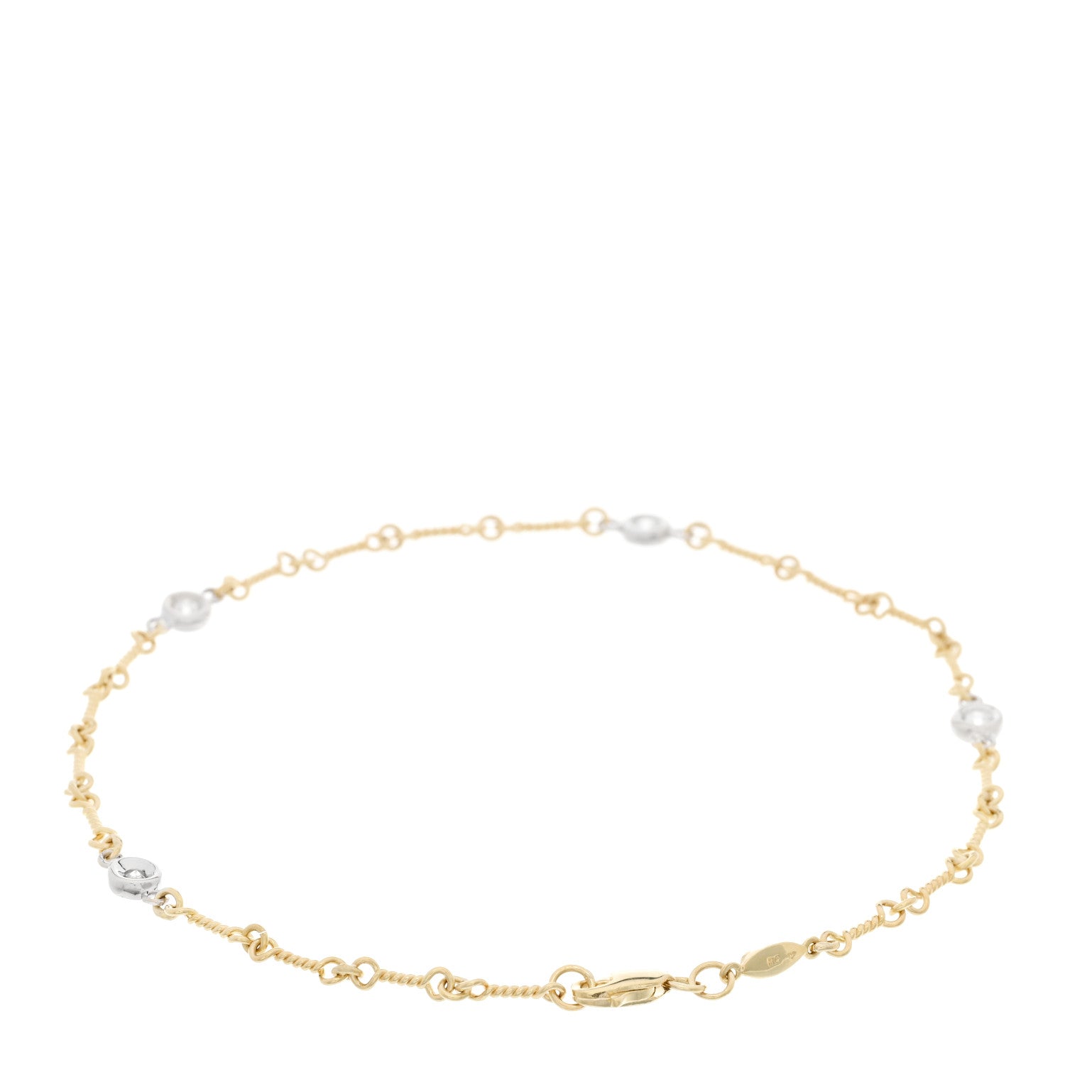 Roberto Coin 18K Yellow White Gold Diamond DogBone Chain Station Bracelet 2 of 3