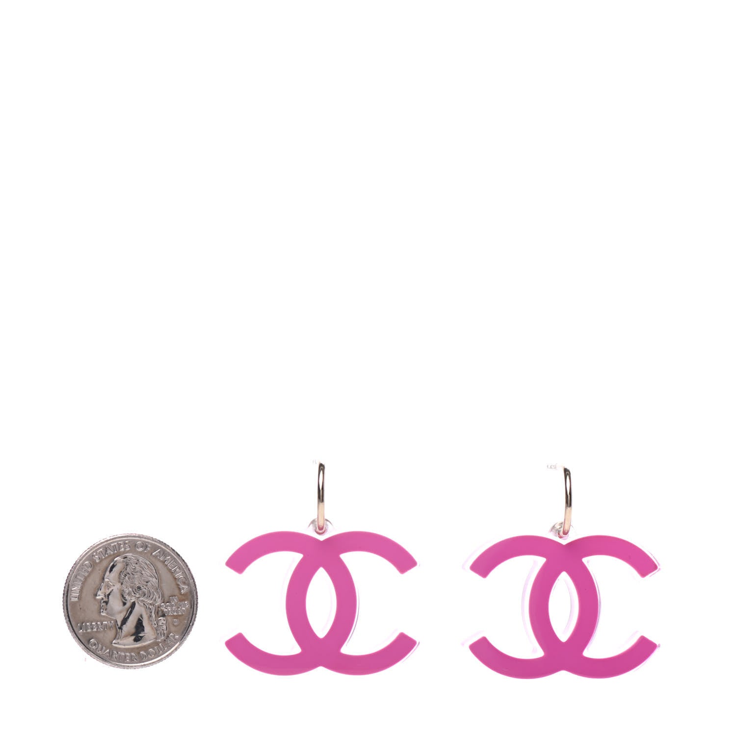 Chanel Lucite CC Drop Earrings Pink 2 of 4